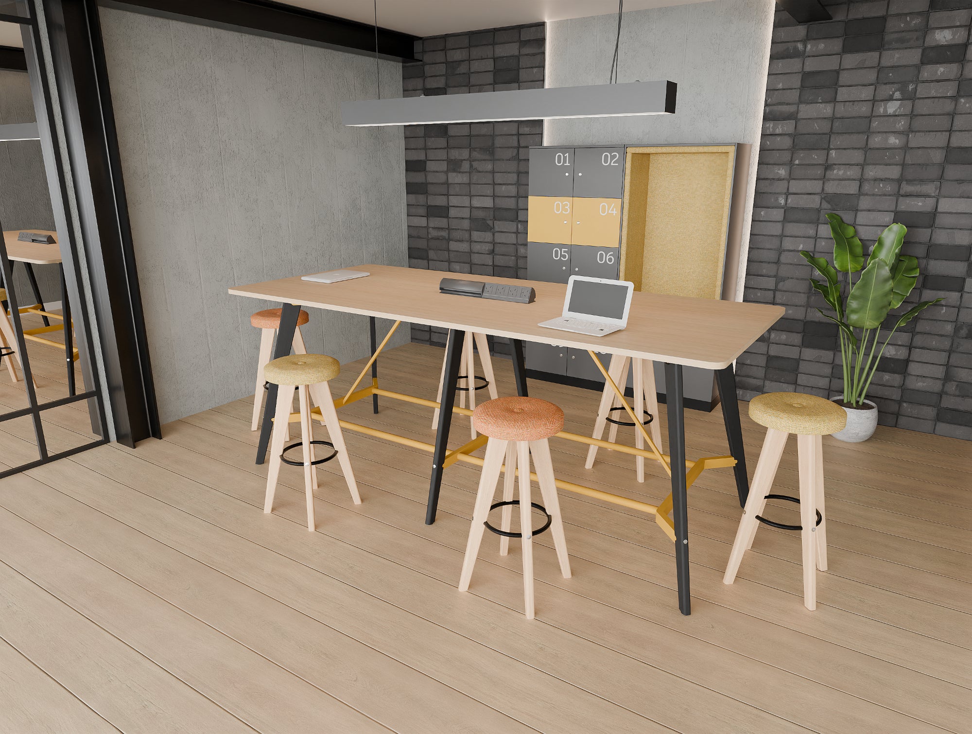 Ws.D Alega 3-Piece Poseur Table with Oak Legs