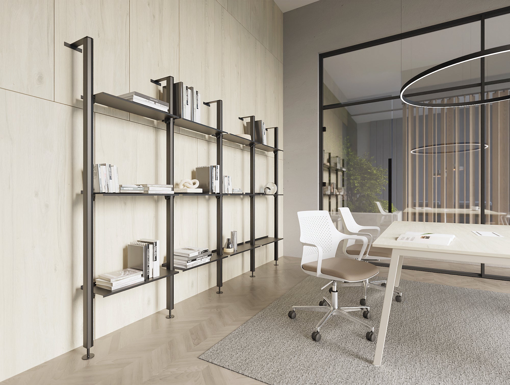 Ws.D Decora Modular Zoning System with Moss Wall Panels and Planters