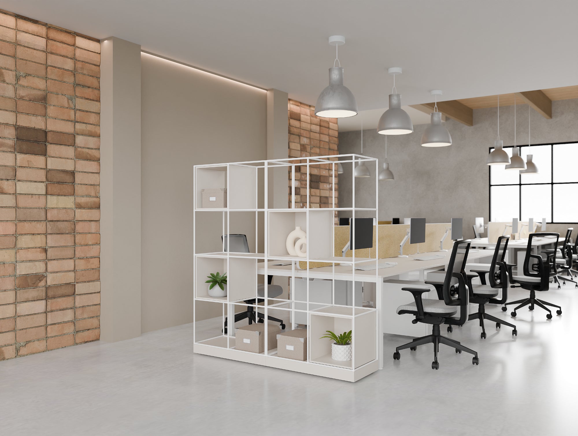 Ws.D Ionic 7x Column Cube Grid Zoning System with Planters