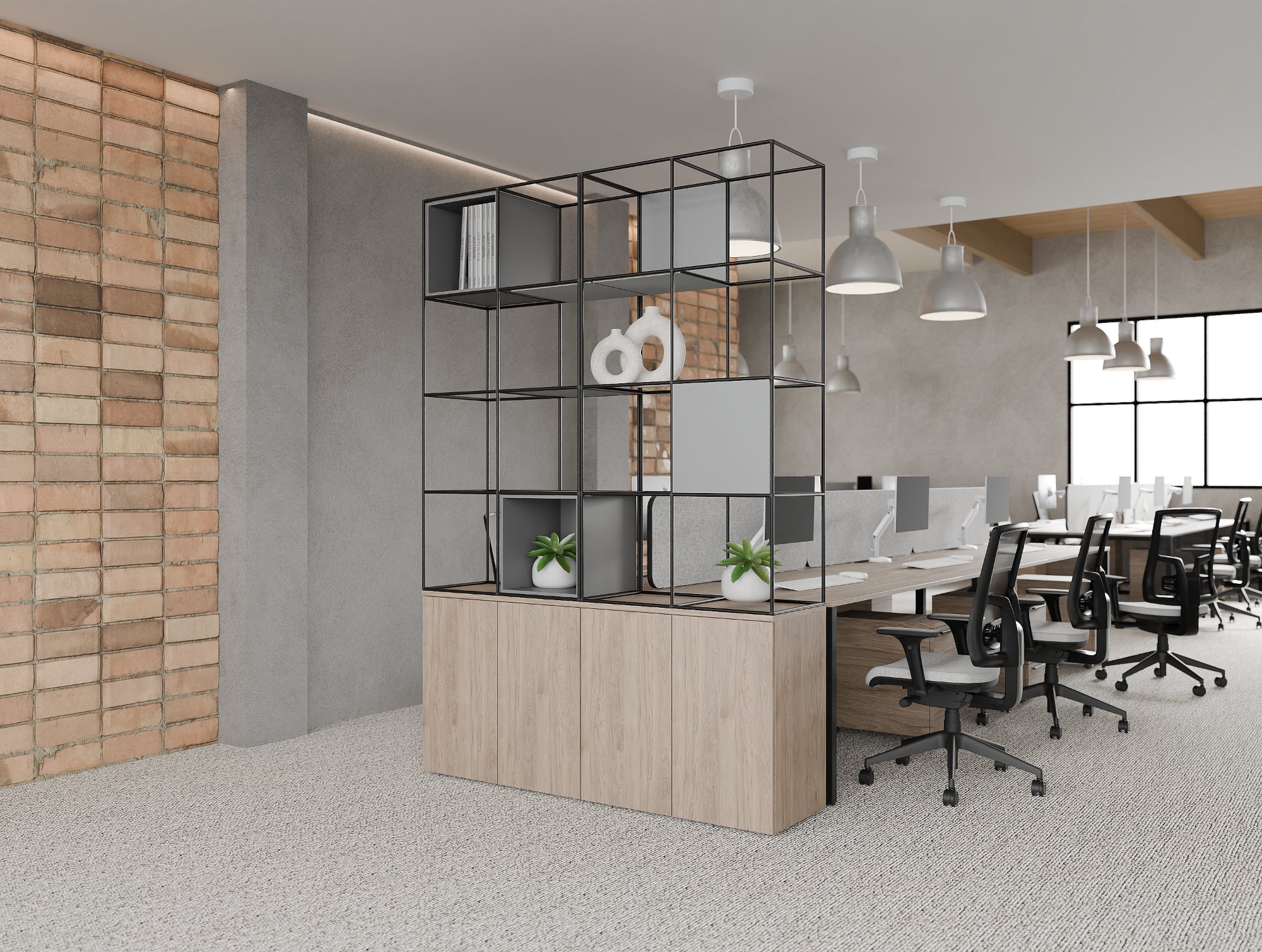 Ws.D Ionic 7x Column Cube Grid Zoning System with Planters