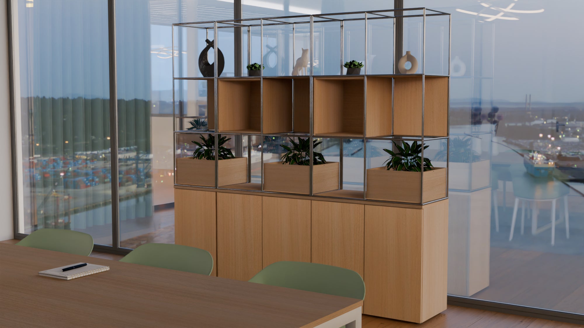 Ws.D Ionic End-Of-Desk with Storage and Planter