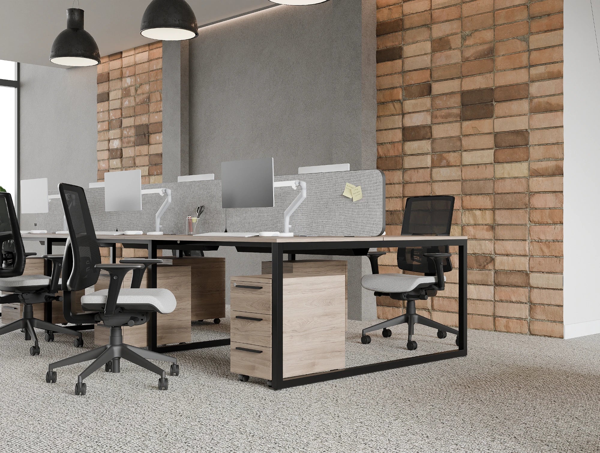 Ws.D Key 6-Person Back-To-Back Bench Desk with Closed Legs
