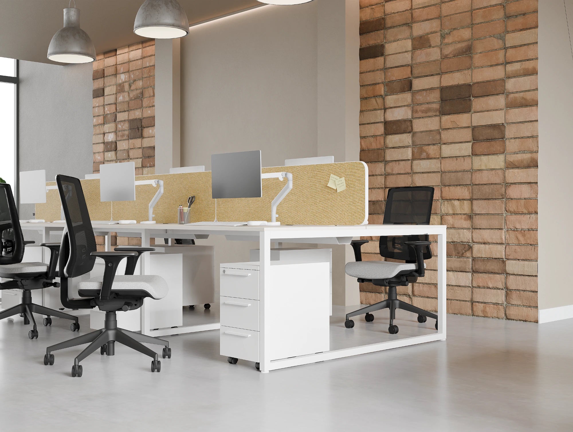 Ws.D Light Straight Desk Screen with PVC Trim
