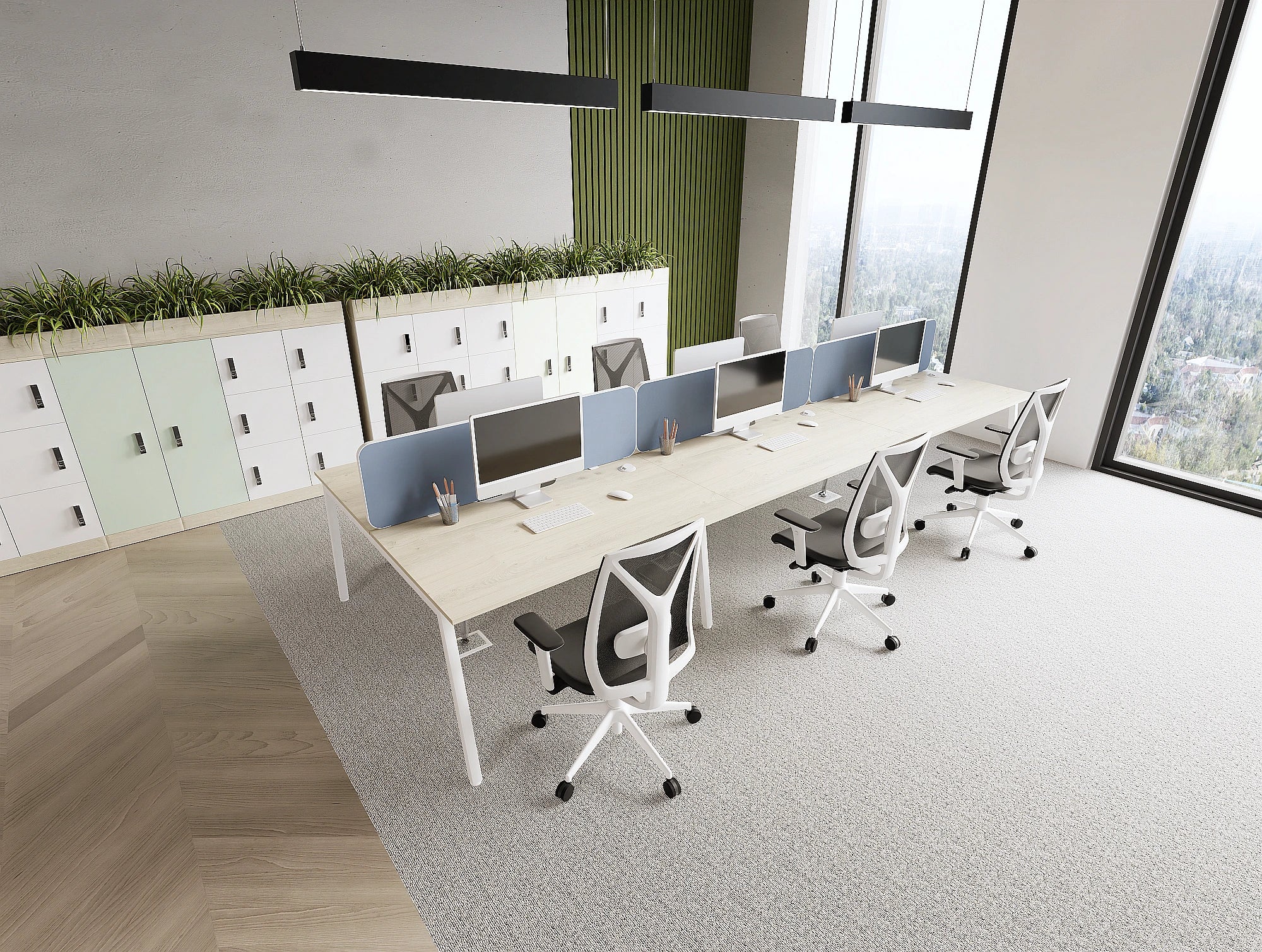 Ws.D Key 6-Person Back-To-Back Bench Desk with Closed Legs
