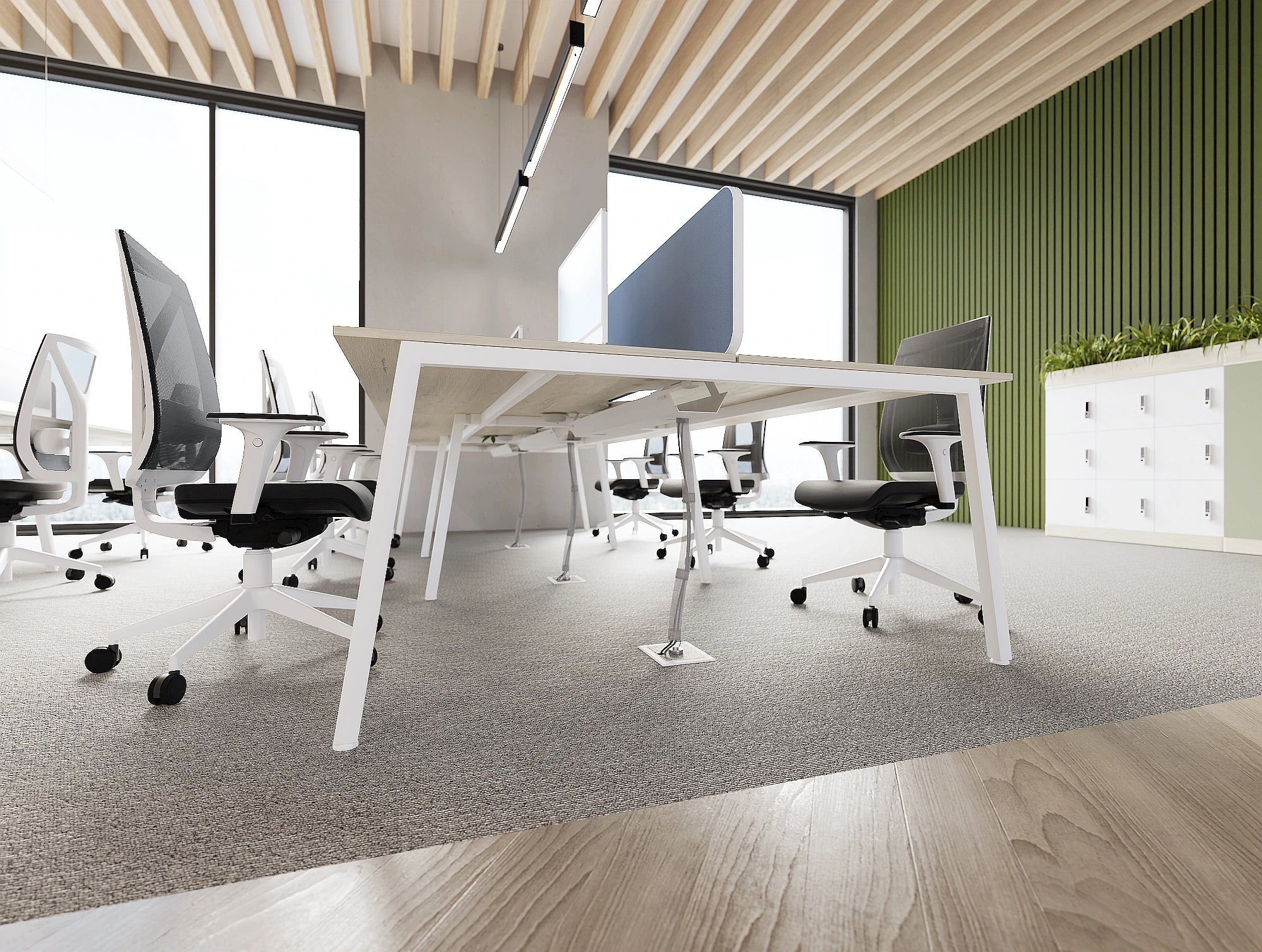 Ws.D Key 8-Person Back-To-Back Bench Desk with Straight Legs