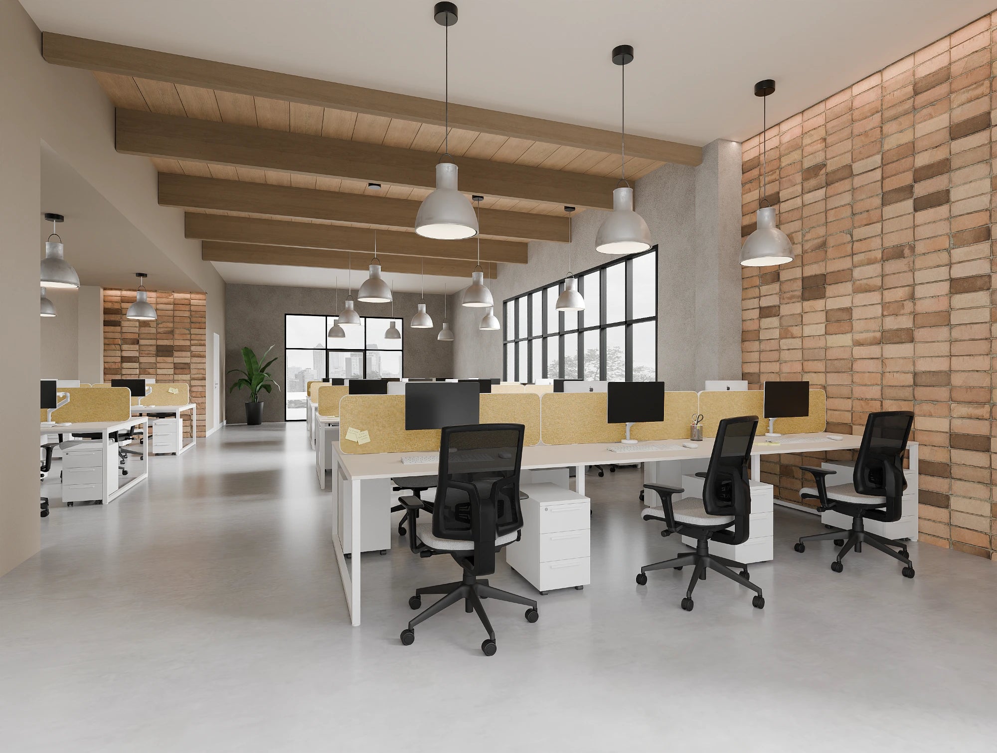 Ws.D Key 6-Person Back-To-Back Bench Desk with Closed Legs
