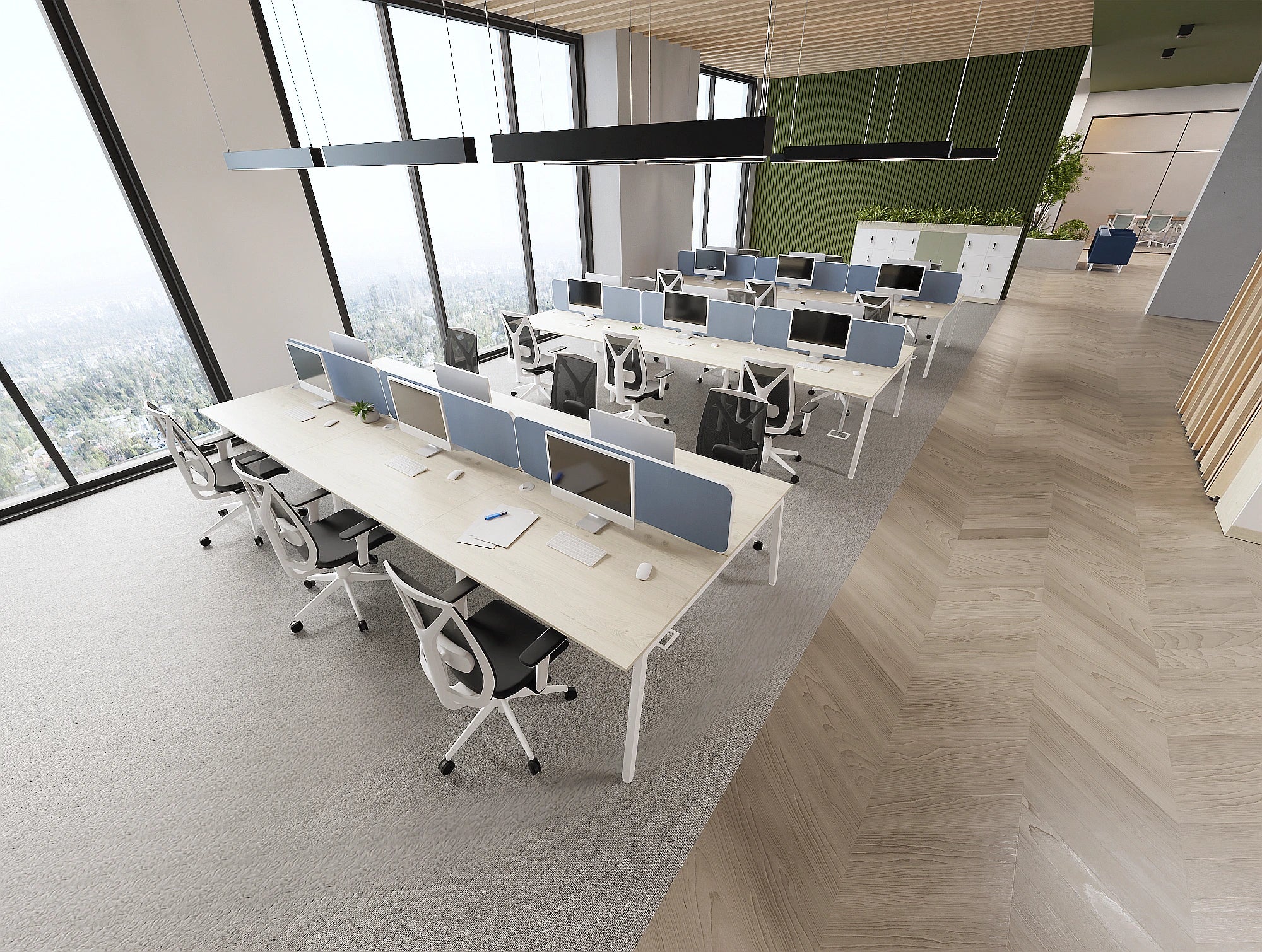 Ws.D Light Straight Desk Screen with PVC Trim