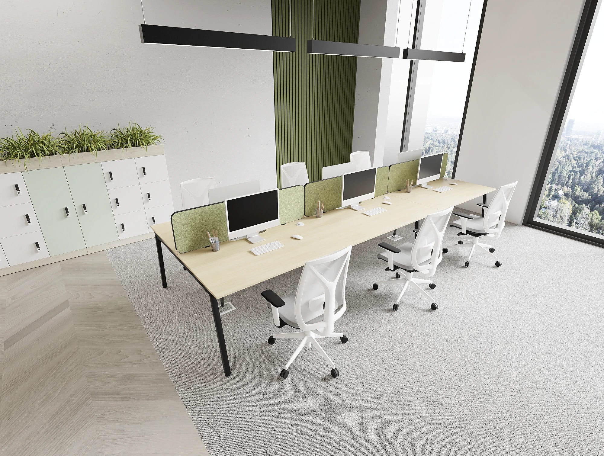 Ws.D Light Straight Desk Screen with PVC Trim