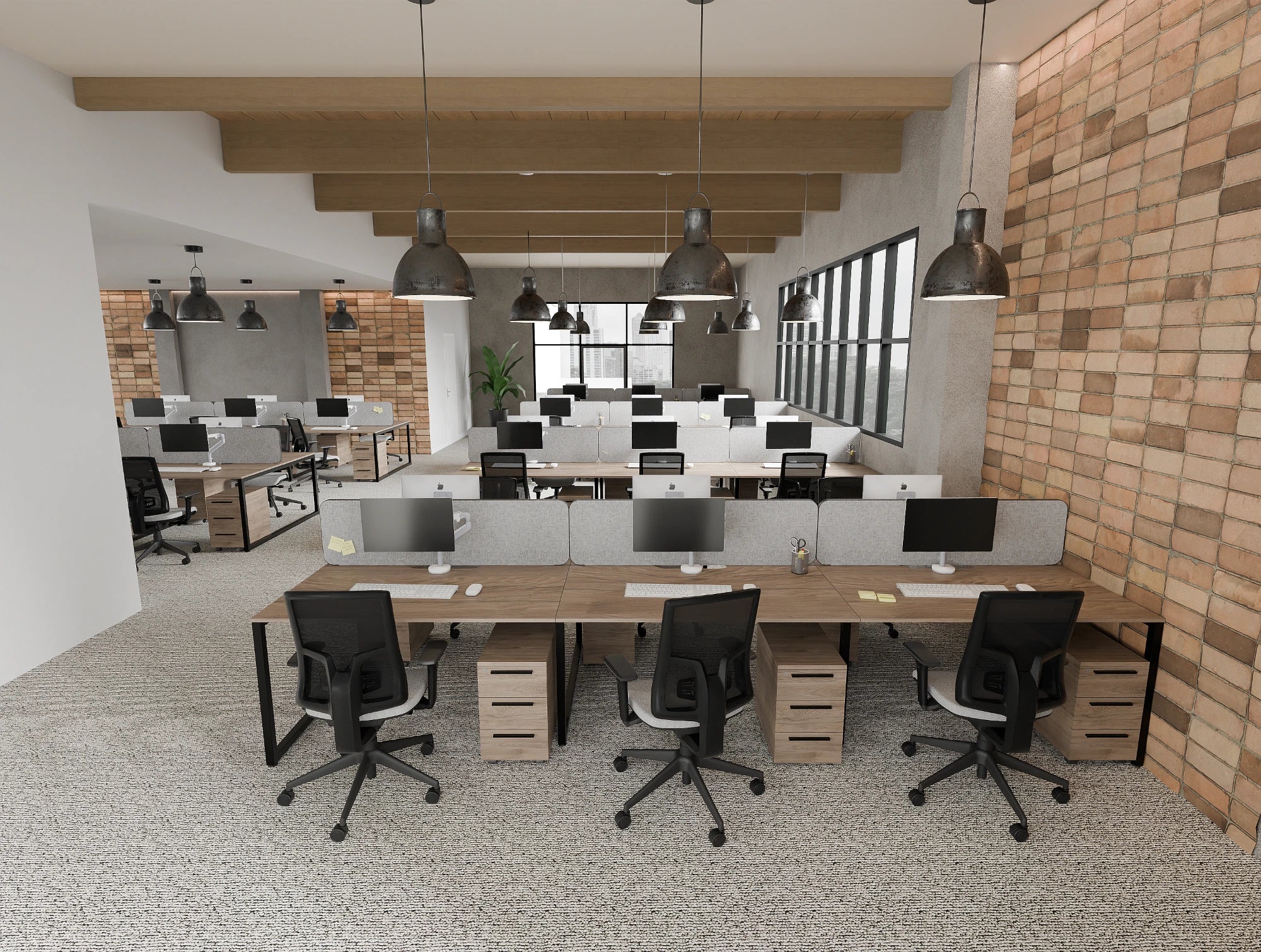 Ws.D Key 8-Person Back-To-Back Bench Desk with Straight Legs