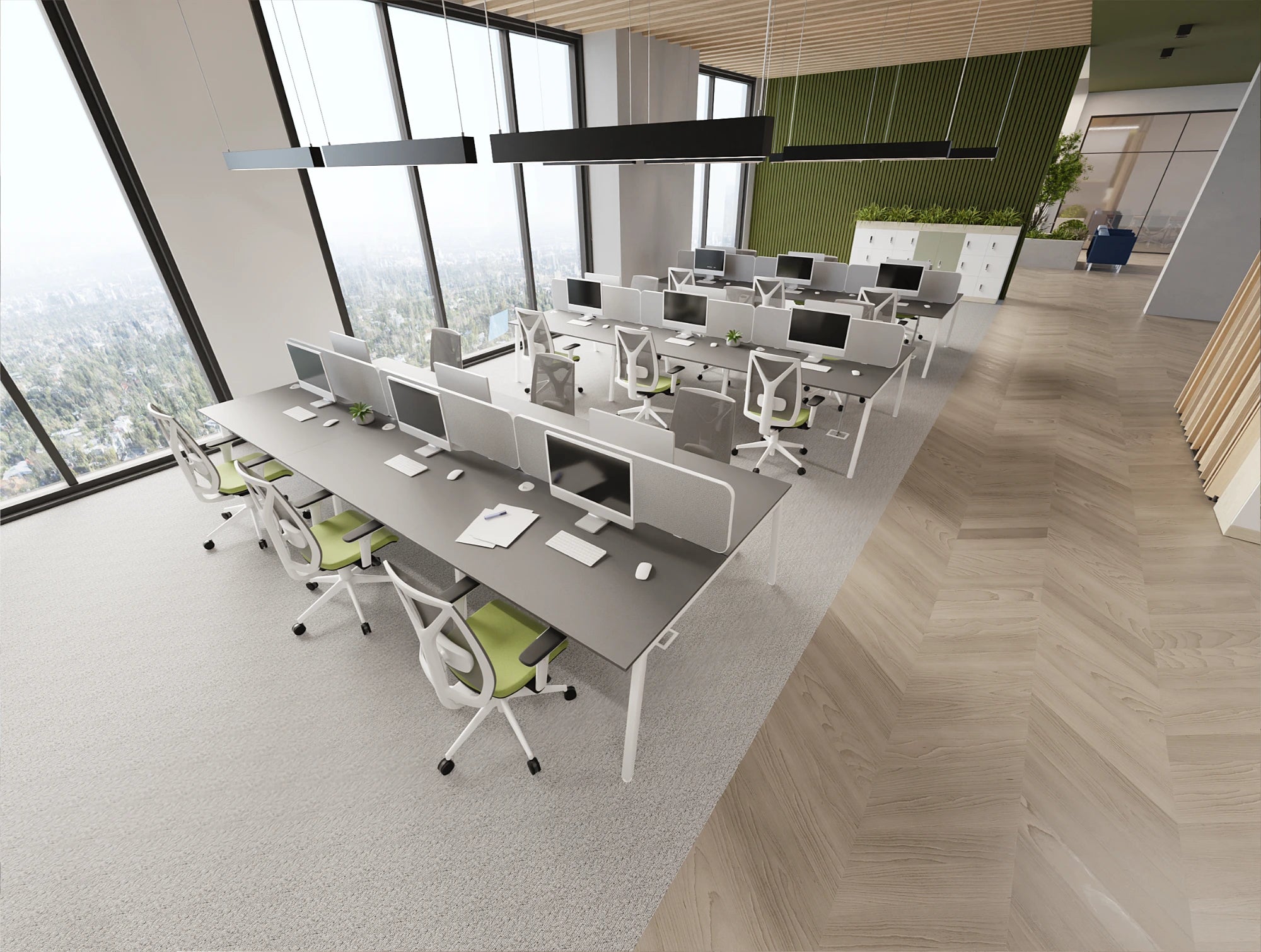 Ws.D Key 8-Person Back-To-Back Bench Desk with Straight Legs