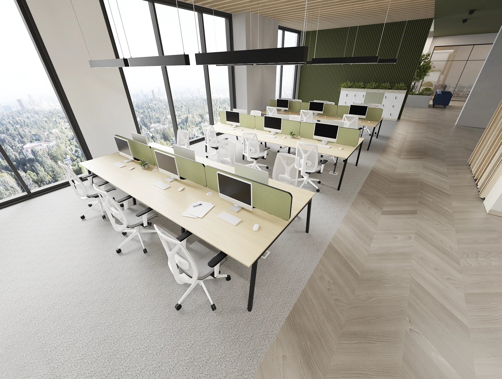 Ws.D Key 6-Person Back-To-Back Bench Desk with Closed Legs