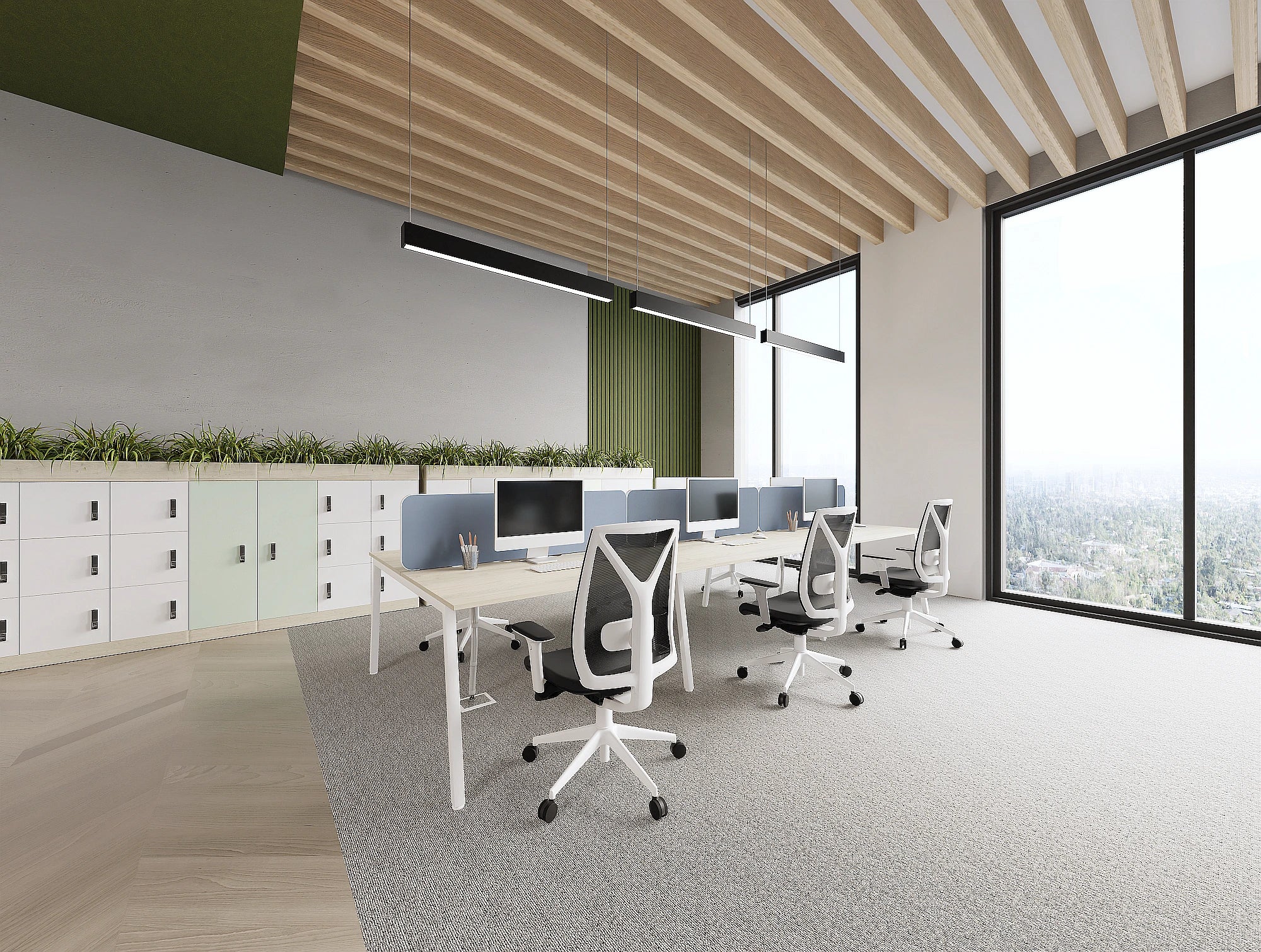 Ws.D Key 8-Person Back-To-Back Bench Desk with Straight Legs