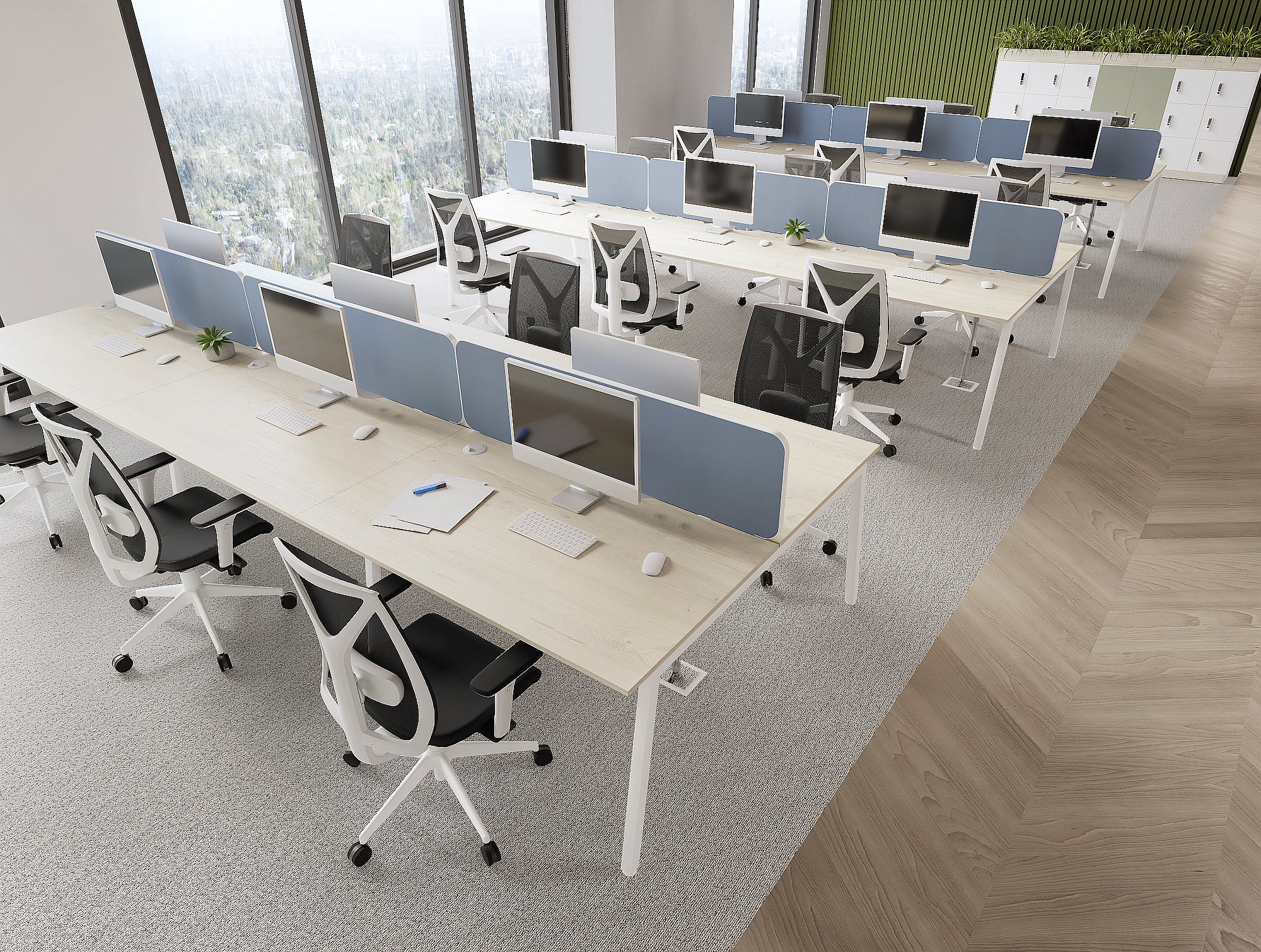 Ws.D Key Single Bench Desk with Closed Legs
