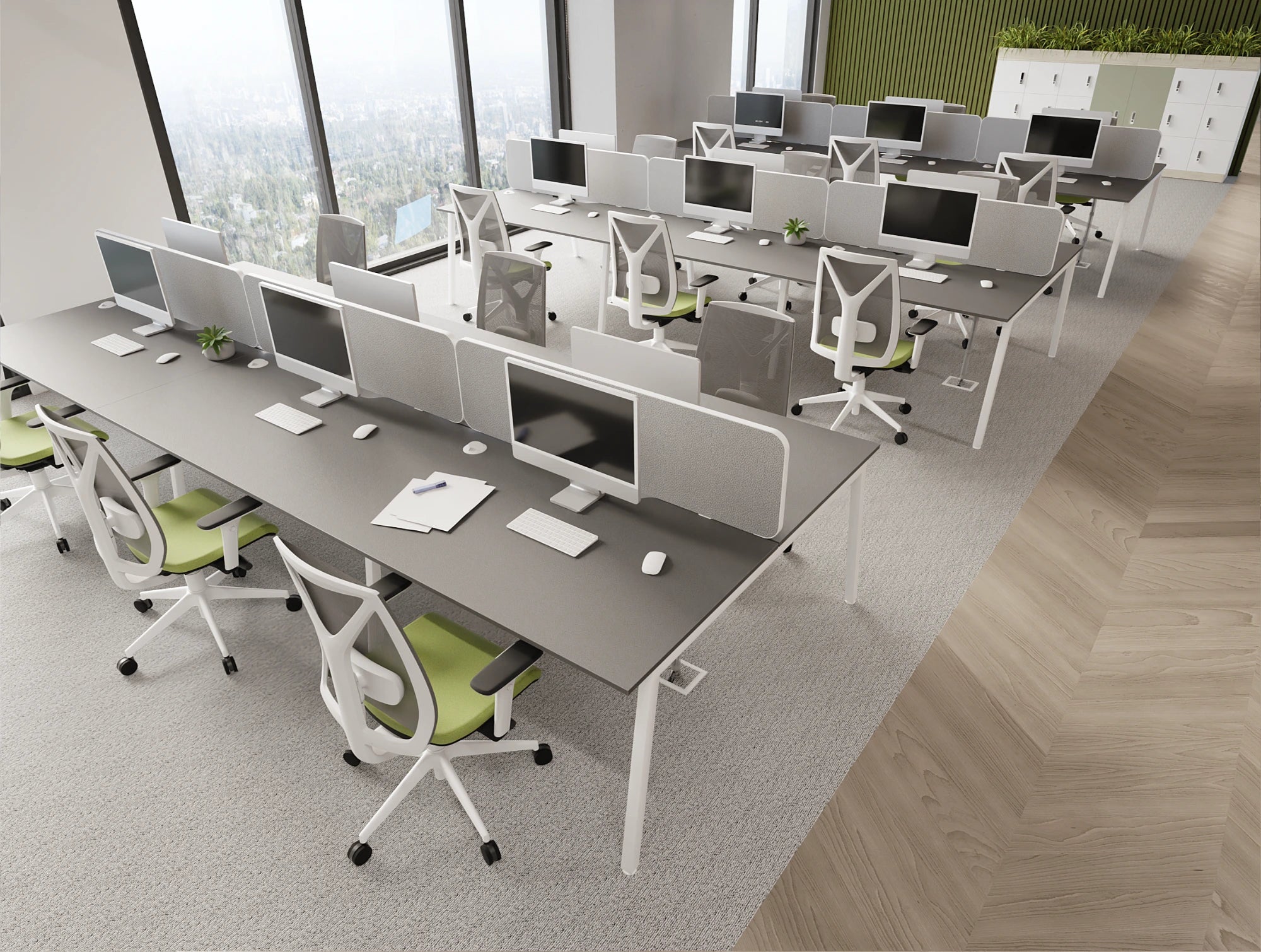Ws.D Key 6-Person Back-To-Back Bench Desk with Closed Legs