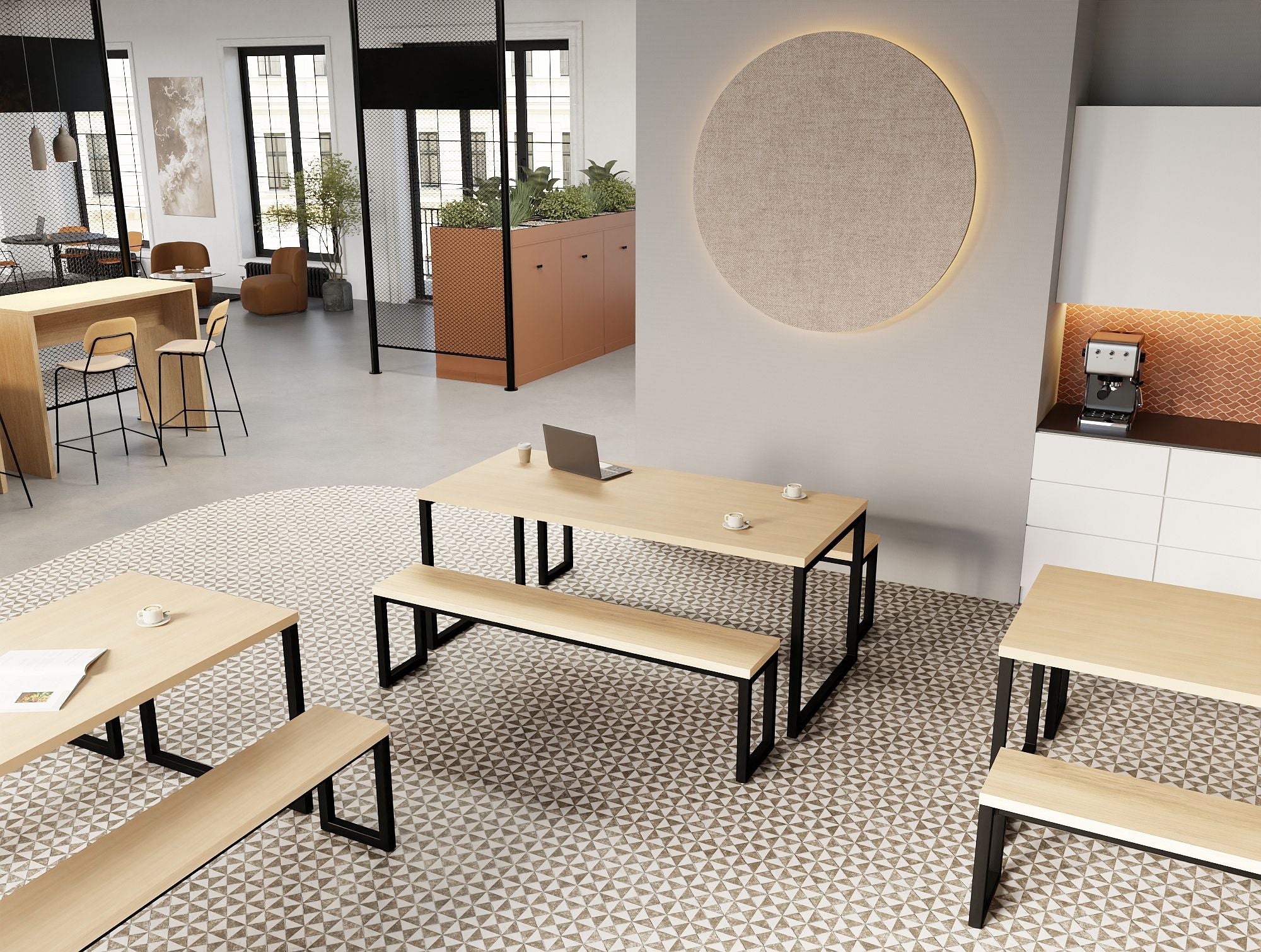 Ws.D Nestro Canteen 3-Piece Metal High Table with Closed Legs