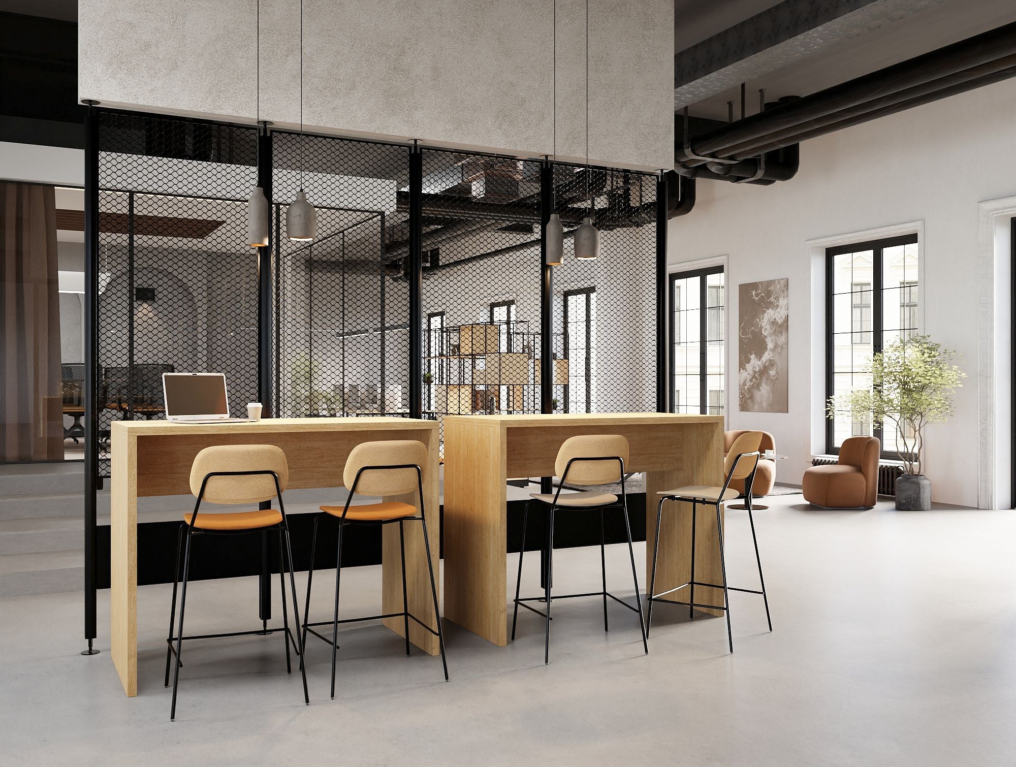 Ws.D Nestro Canteen 3-Piece Metal High Table with Closed Legs