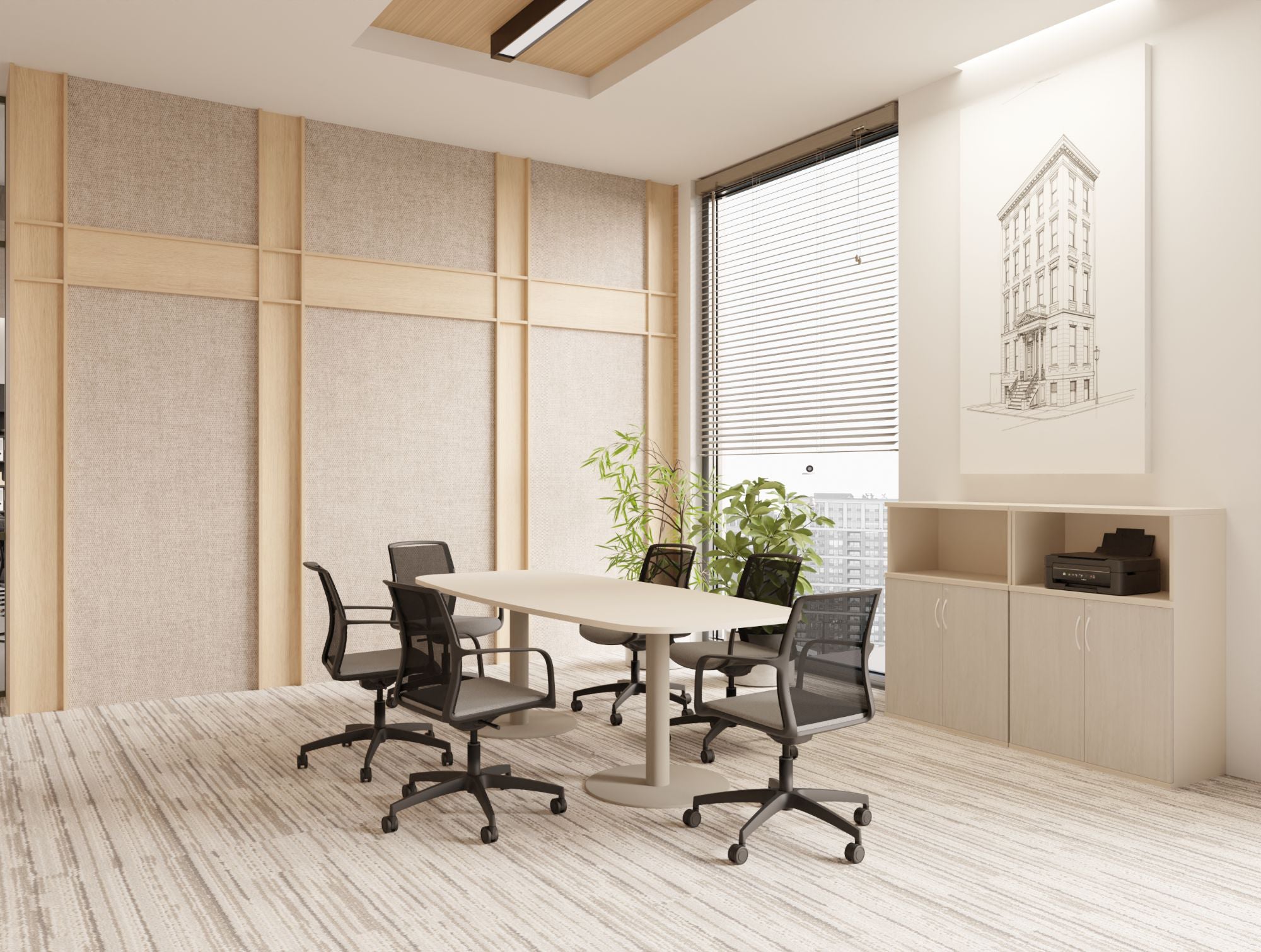 Ws.D Nexis Cylinder Base Table with Round Table Top Monocolour