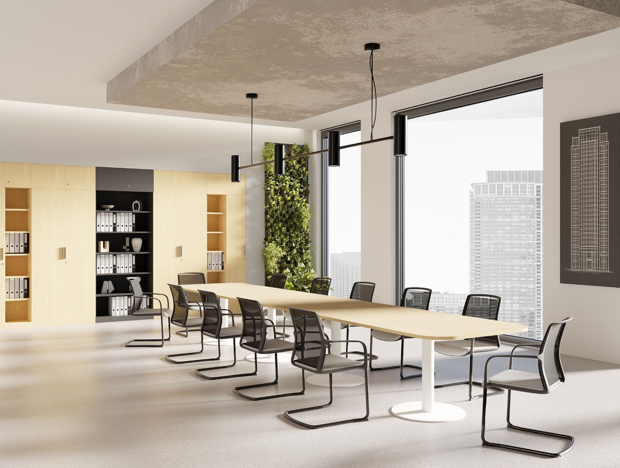 Ws.D Nexis Cylinder Base Table with Round Table Top Monocolour