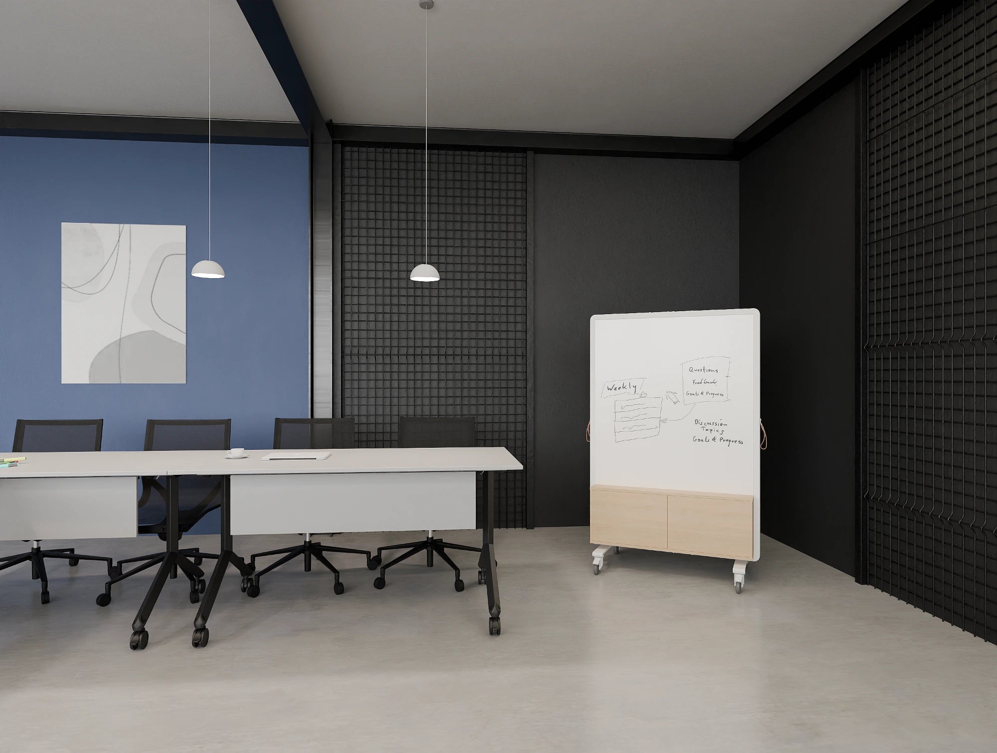 Ws.D Spry Mobile Wall - Whiteboard & MFC Panel