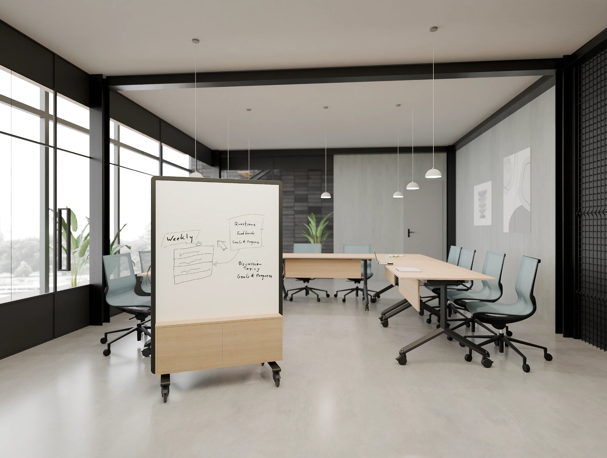 Ws.D Twister Tilt - Classroom Modular Configuration with Modesty Panel and Bookcase