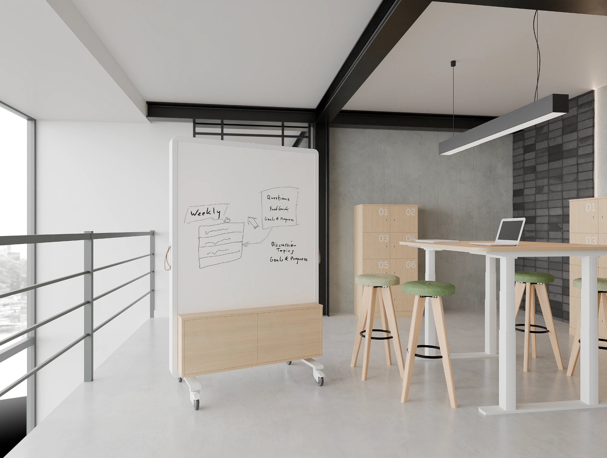 Ws.D Spry Mobile Wall - Whiteboard & MFC Panel