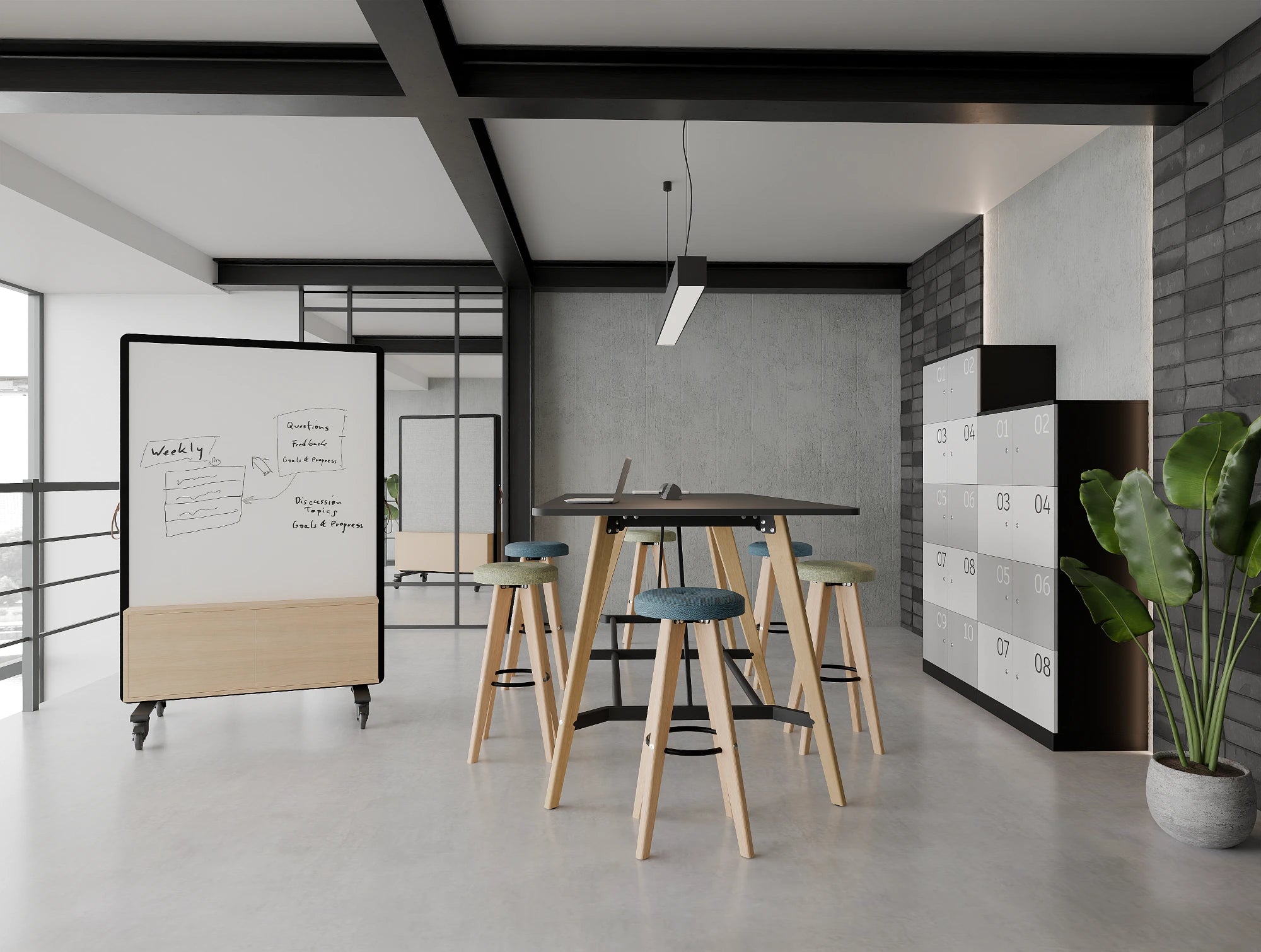 Ws.D Spry Mobile Wall - Whiteboard & MFC Panel