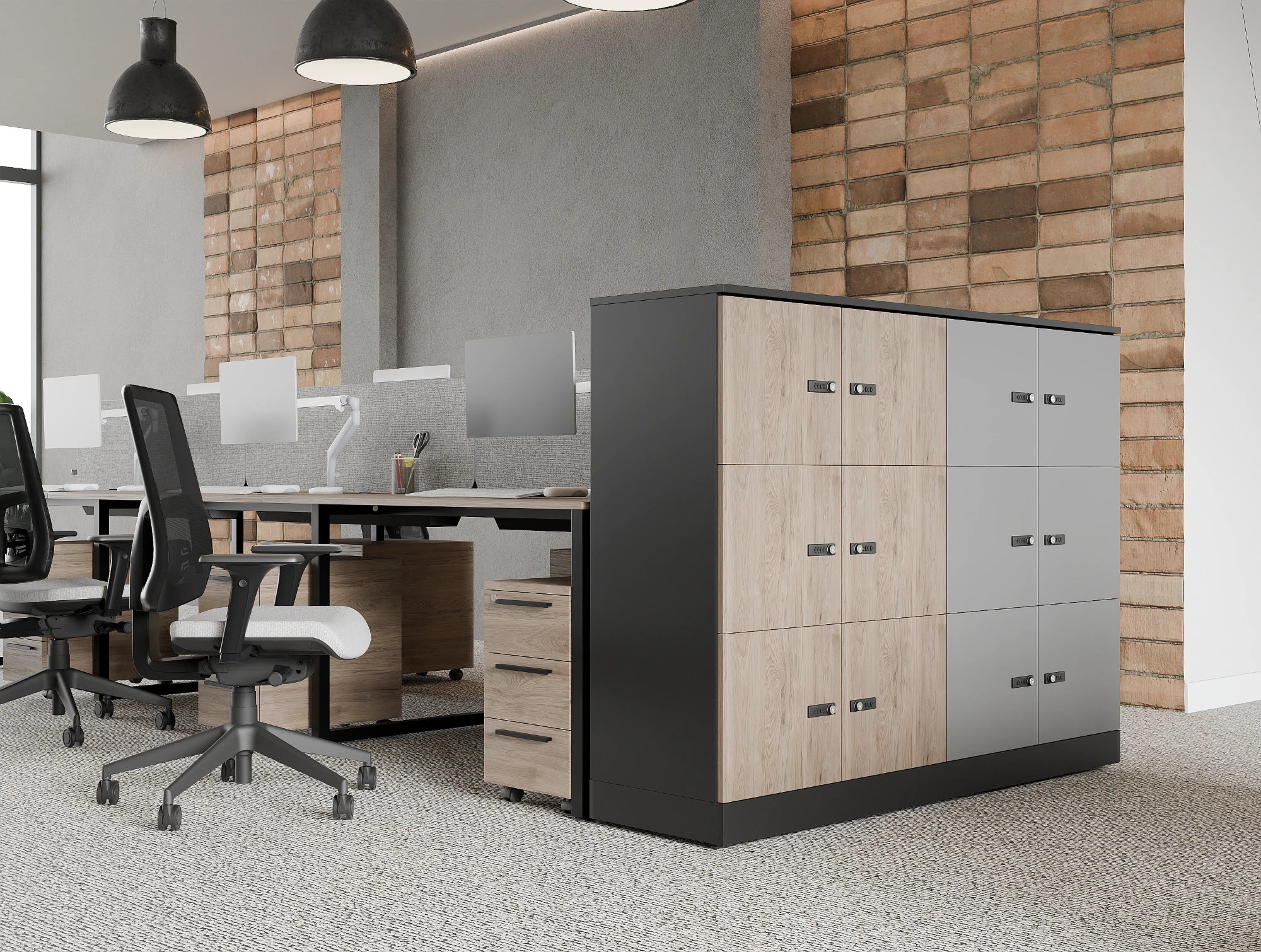 Ws.D Uno 8-Door Locker End-of-Desk with Standard Barrel Lock and Planter