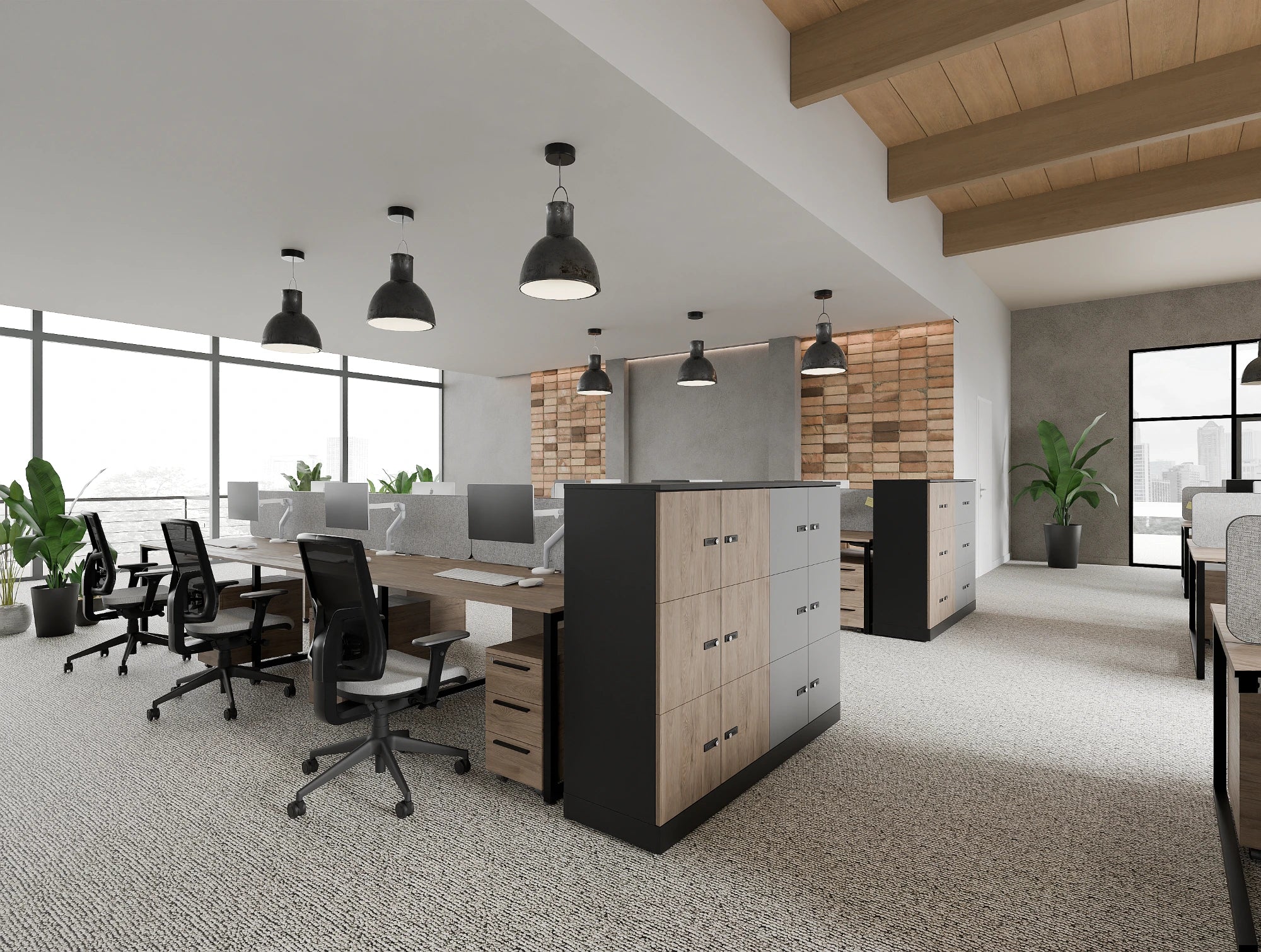 Ws.D Key 8-Person Back-To-Back Bench Desk with Straight Legs