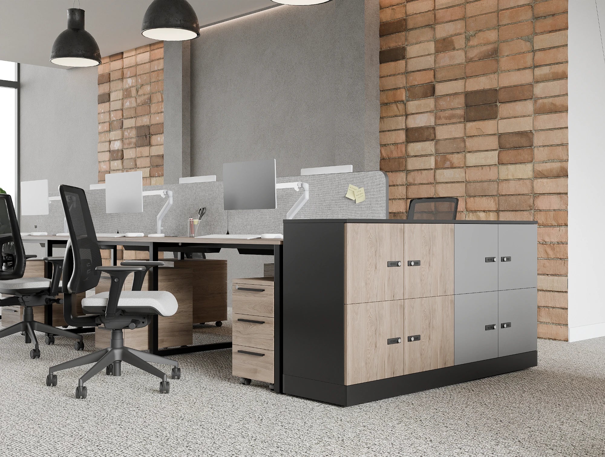Ws.D Uno 8-Door Locker End-of-Desk with Standard Barrel Lock and Planter