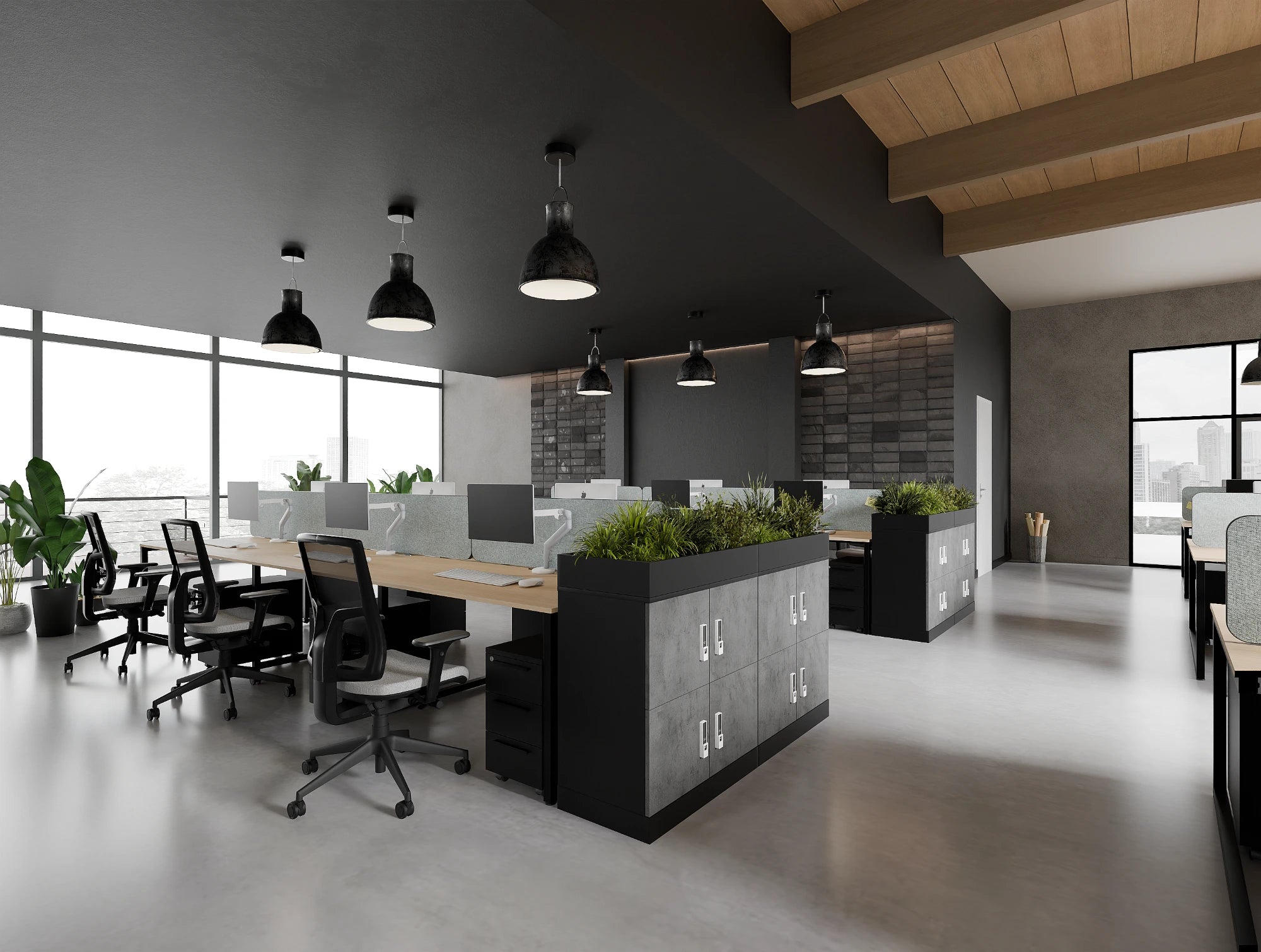 Ws.D Key 8-Person Back-To-Back Bench Desk with Straight Legs