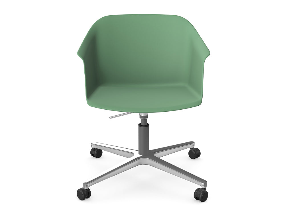 Ws.D Jupiter Chair with Polished Aluminium Four Star Castor Base