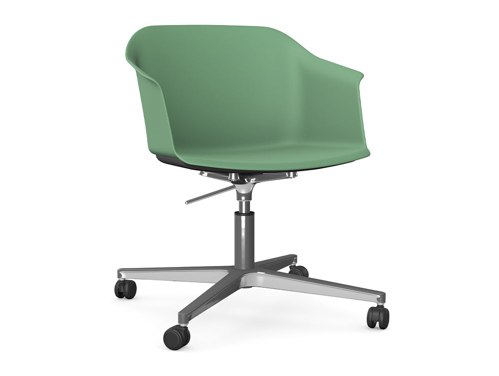 Ws.D Jupiter Chair with Polished Aluminium Four Star Castor Base