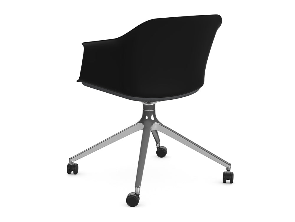 Ws.D Jupiter Chair with Polished Aluminium Pyramid Castor Base