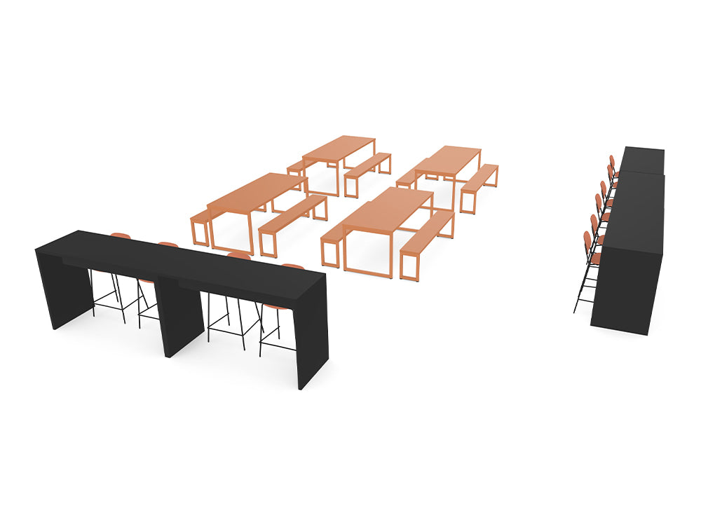 Ws.D Canteen with Bench Seating and High Tables