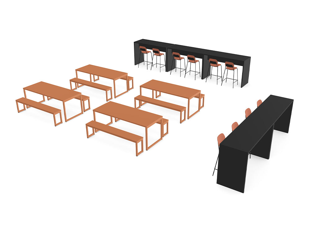 Ws.D Canteen with Bench Seating and High Tables