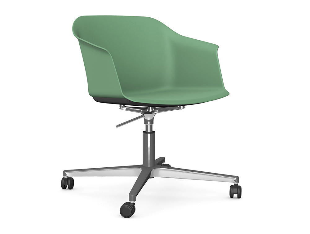 Ws.D Jupiter Chair with Polished Aluminium Four Star Castor Base