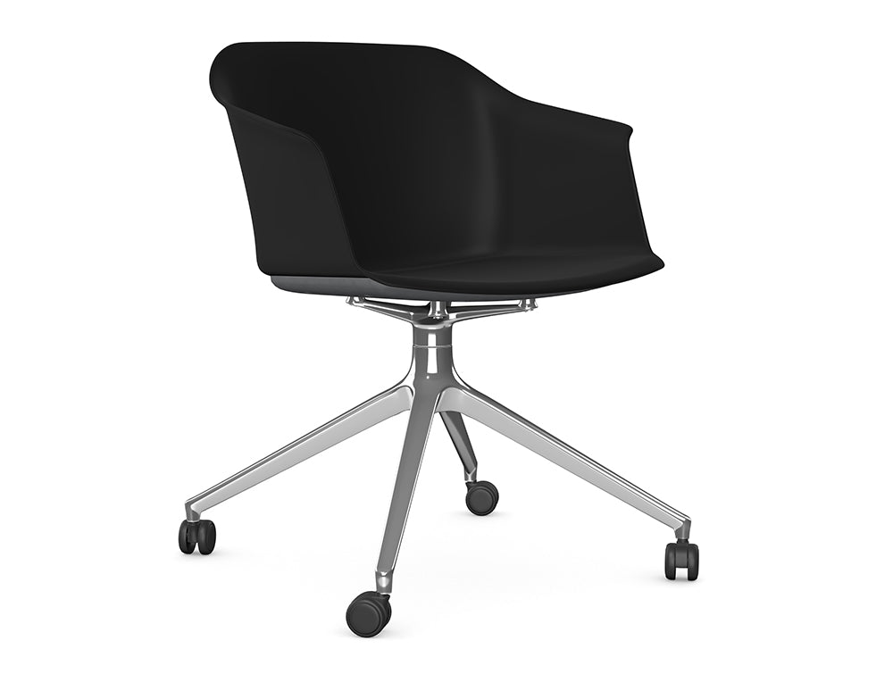 Ws.D Jupiter Chair with Polished Aluminium Pyramid Castor Base