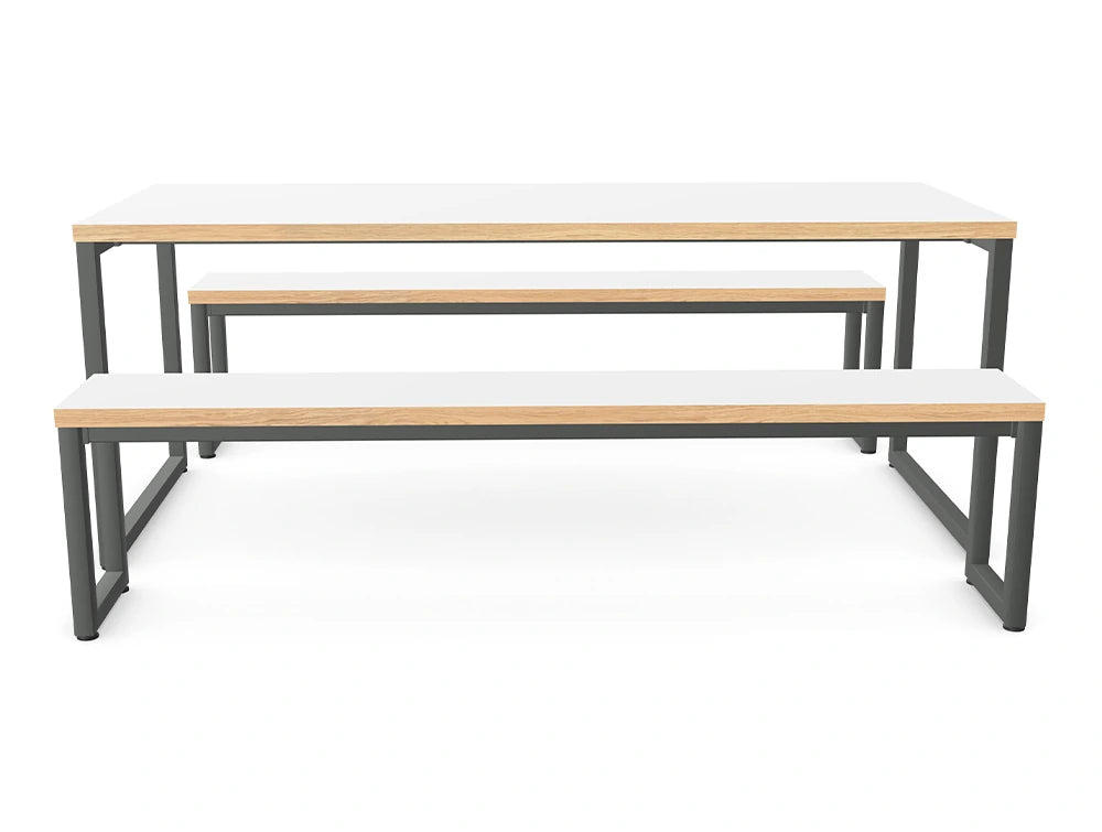 Ws.D Nestro Closed Metal Leg Canteen Table and Bench Set with Alternative Edging