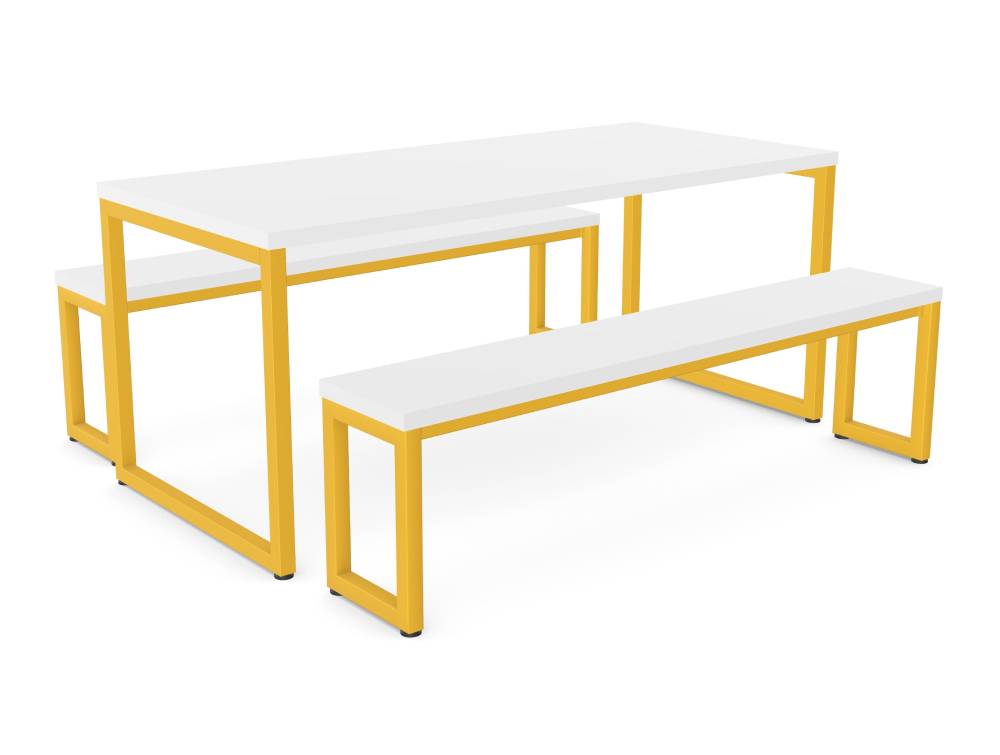 Ws.D Nestro Closed Metal Leg Canteen Table and Bench Seating