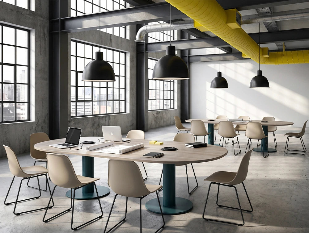 Ws.D Nexis+ Double Cylinder Round Base Meeting Table with Oval Table Top