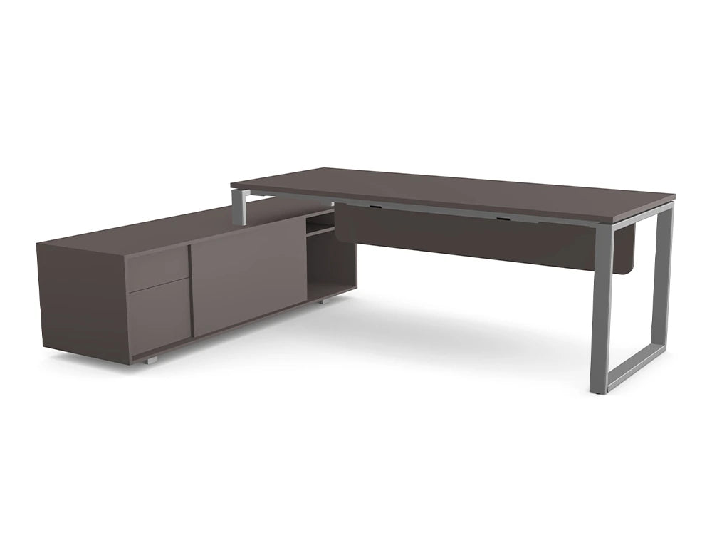 Ws.D Profil Executive Desk with Sharp Edge Credenza - Left