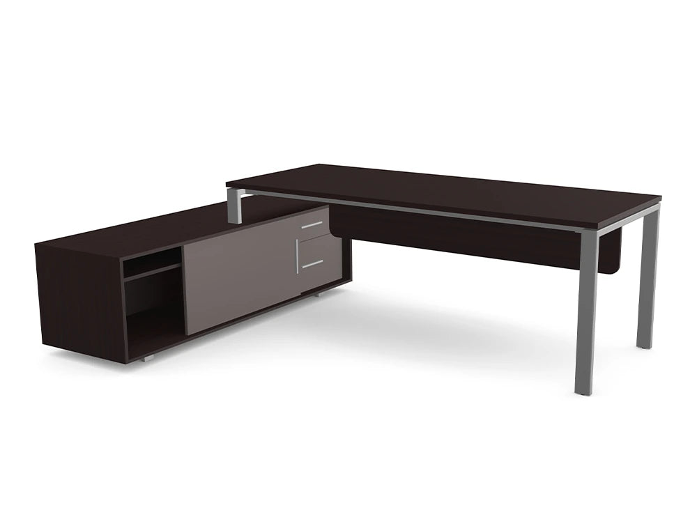 Ws.D Profil Executive Desk with Sharp Edge Credenza - Right