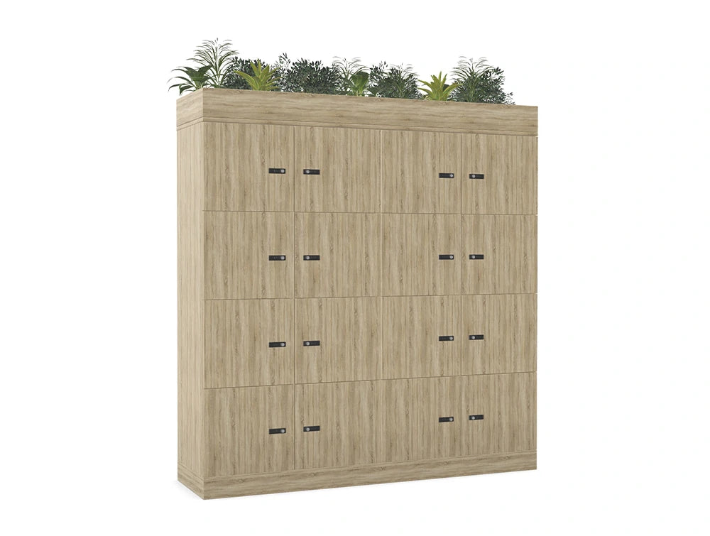 Ws.D Uno 16-Door Locker System with Combination Lock and Planter