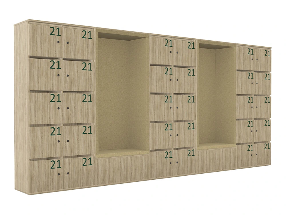 Ws.D Uno 30-Door Mailbox Front Locker System with Combination Lock, Numbers and Sitting Alcoves