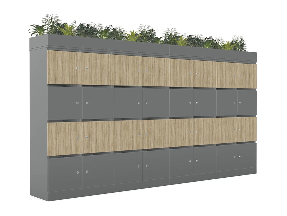 Ws.D Uno 32-Mailbox Front Door Locker System with Planters