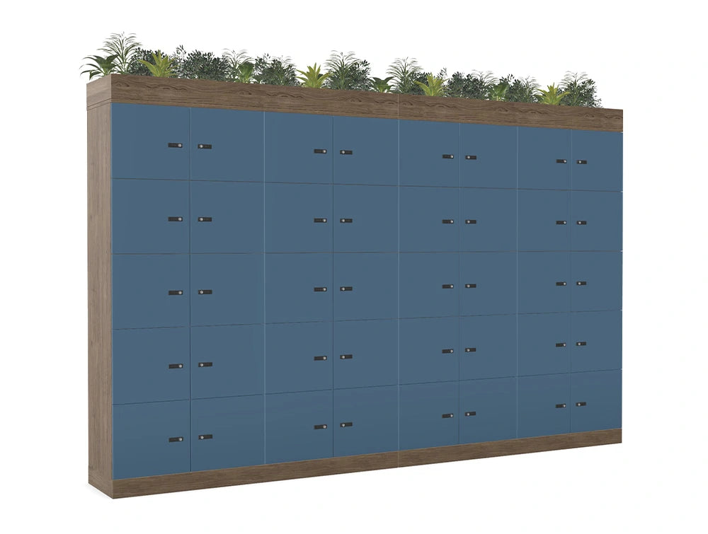 Ws.D Uno 40-Door Locker System with Motorised Digilock and Planter