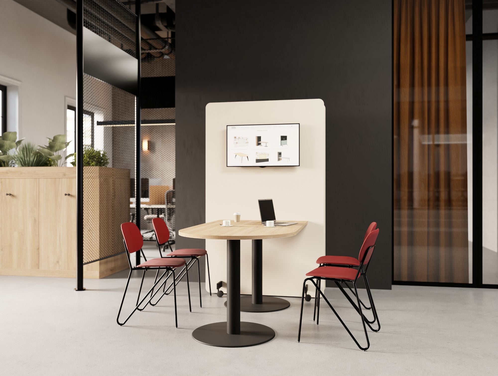 Ws.D Nexis Cylinder Base Table with Round Table Top Monocolour