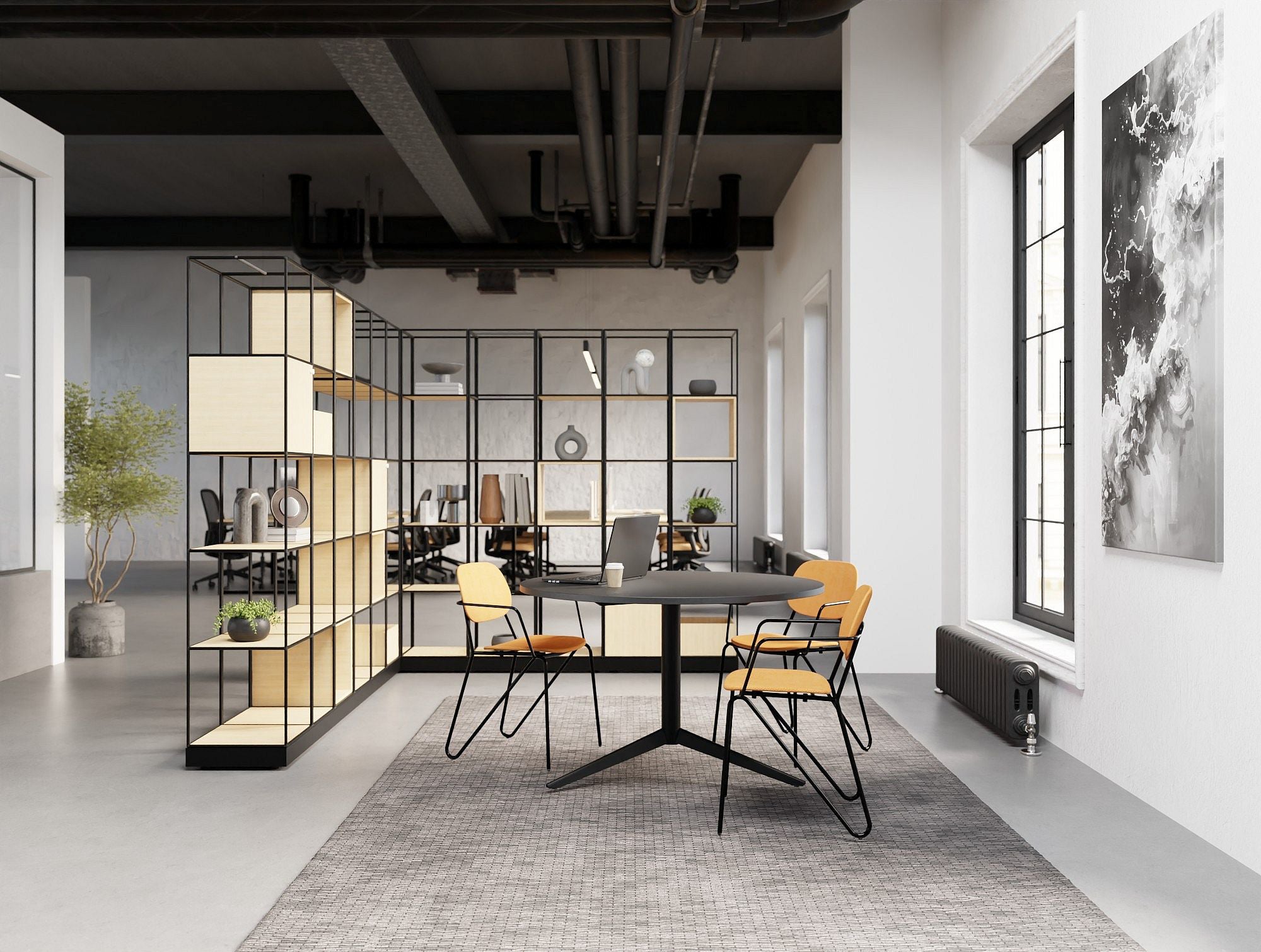 Ws.D Line Upholstered Chair with Curved Legs and Armrest