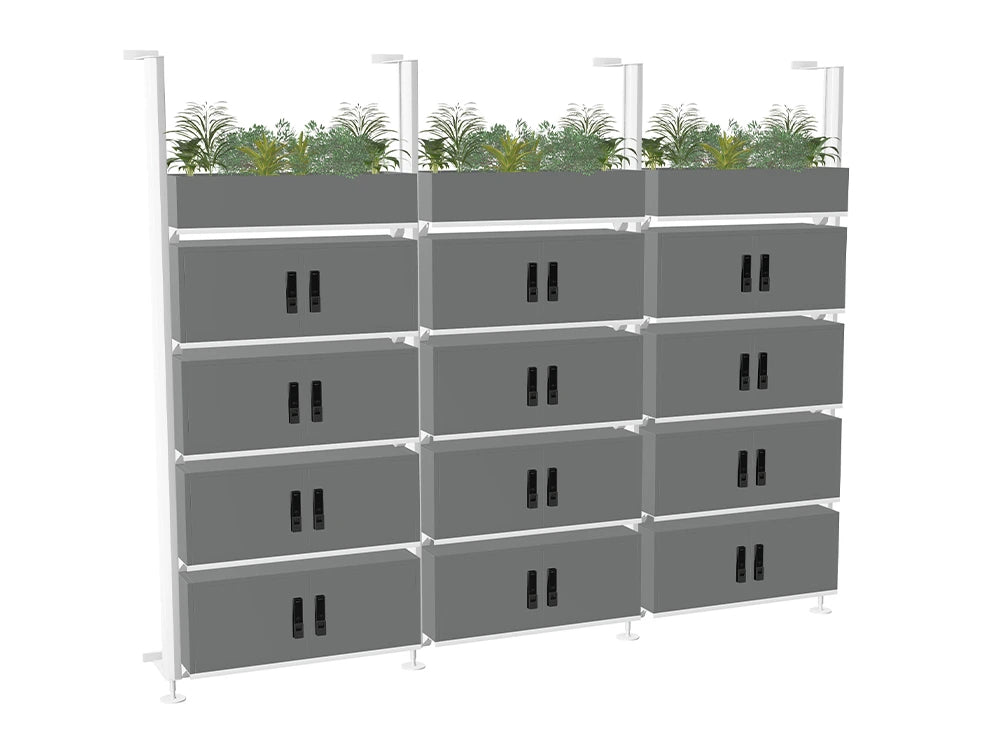 Ws.D Iris Modular Against-the-Wall Lockers with Planters