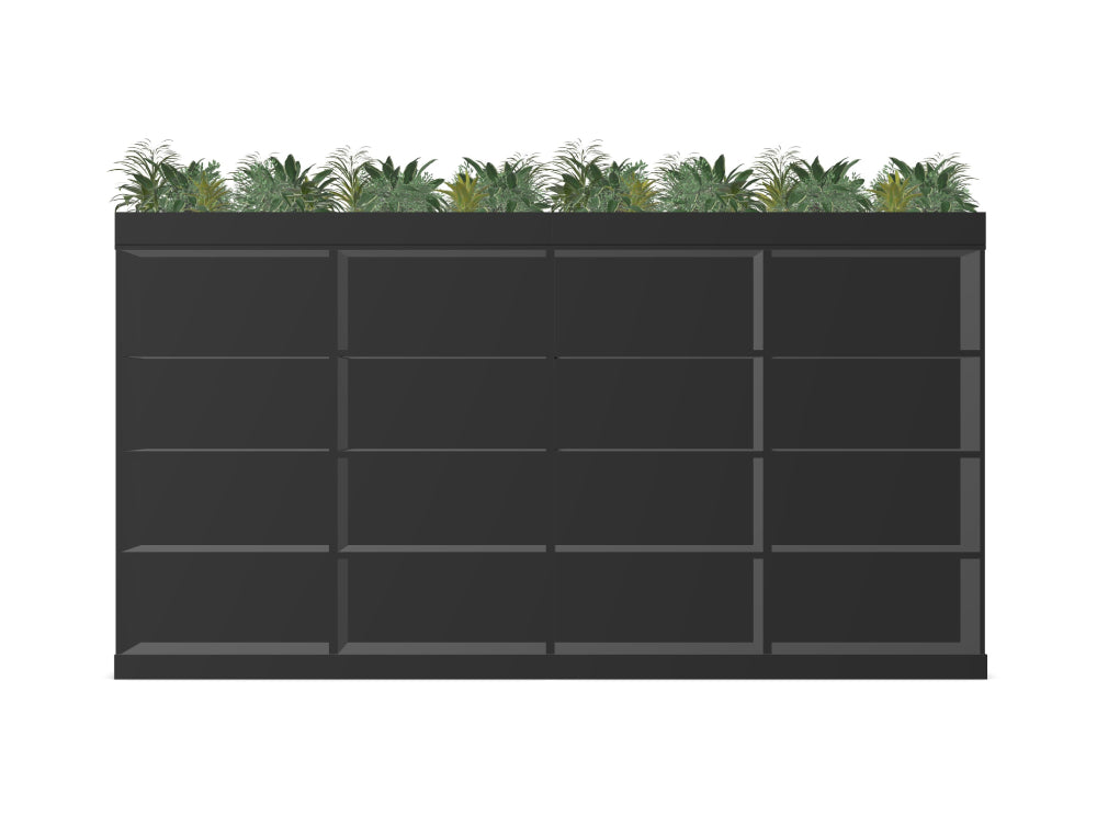 Ws.D Key Modular 4-Level Storage Wall with Open Units and Planters